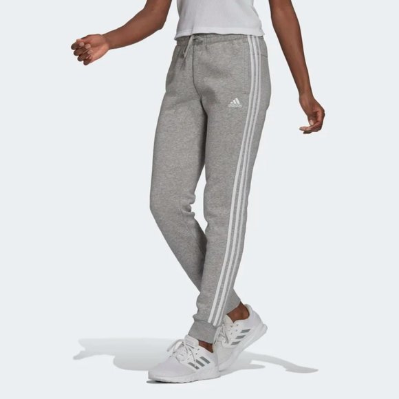 ADDIDAS WOMEN'S ESSENTIALS FLEECE 3-STRIPES PANTS - Picture 1 of 4